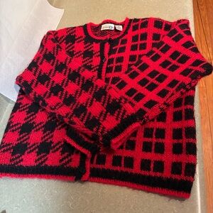 Vintage Mohair Blend Asymmetrical Pattern Geometric Cardigan**